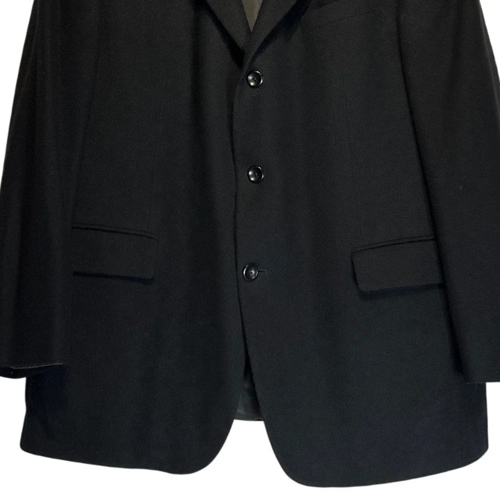 Oscar de la Renta Wool Cashmere Blend‎ Three Button Blazer Black Size 46R EUC